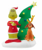 Grinch with his Sidekick Max and Christmas Tree Scene Inflatable.